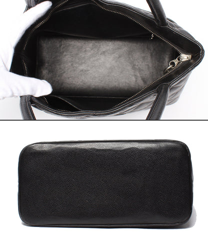 CHANEL ハンドバッグ トートバッグ シルバー金具 マトラッセ キャビアスキン 復刻 9番台 レディース シャネル
