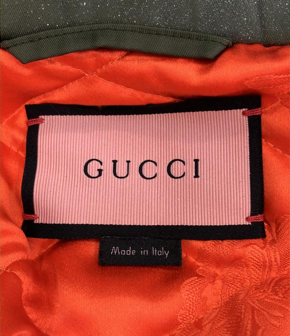 美品 GUCCI ブルゾン ゴーストジャケット ブルゾン BEE刺繍 GGペイント ミンクファー ミリタリー 2016年秋冬 447112 レディース SIZE 38 (S) グッチ