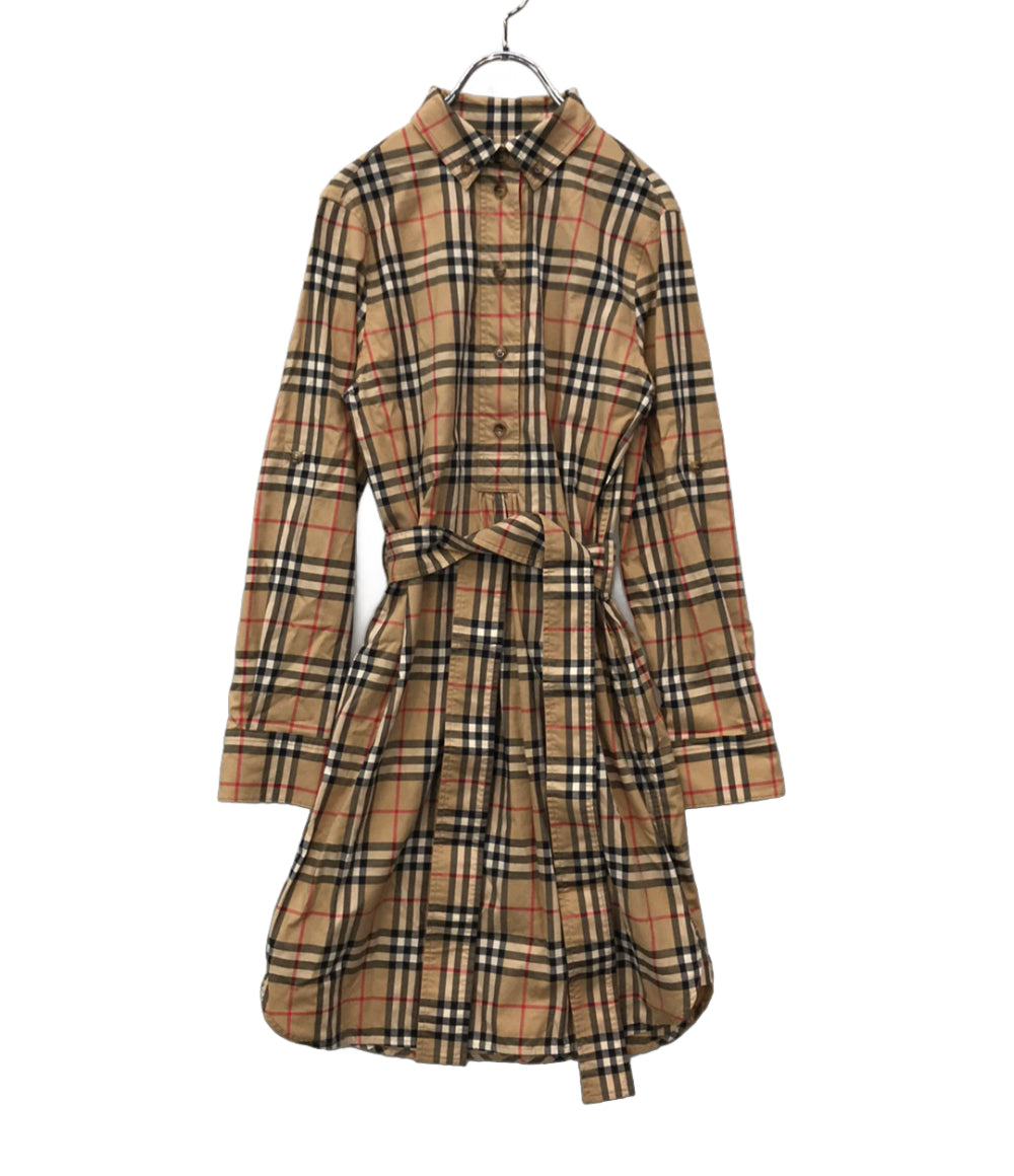 BURBERRY ベルテッド 長袖ワンピース ノバチェック 8024585 レディース SIZE 34 バーバリー