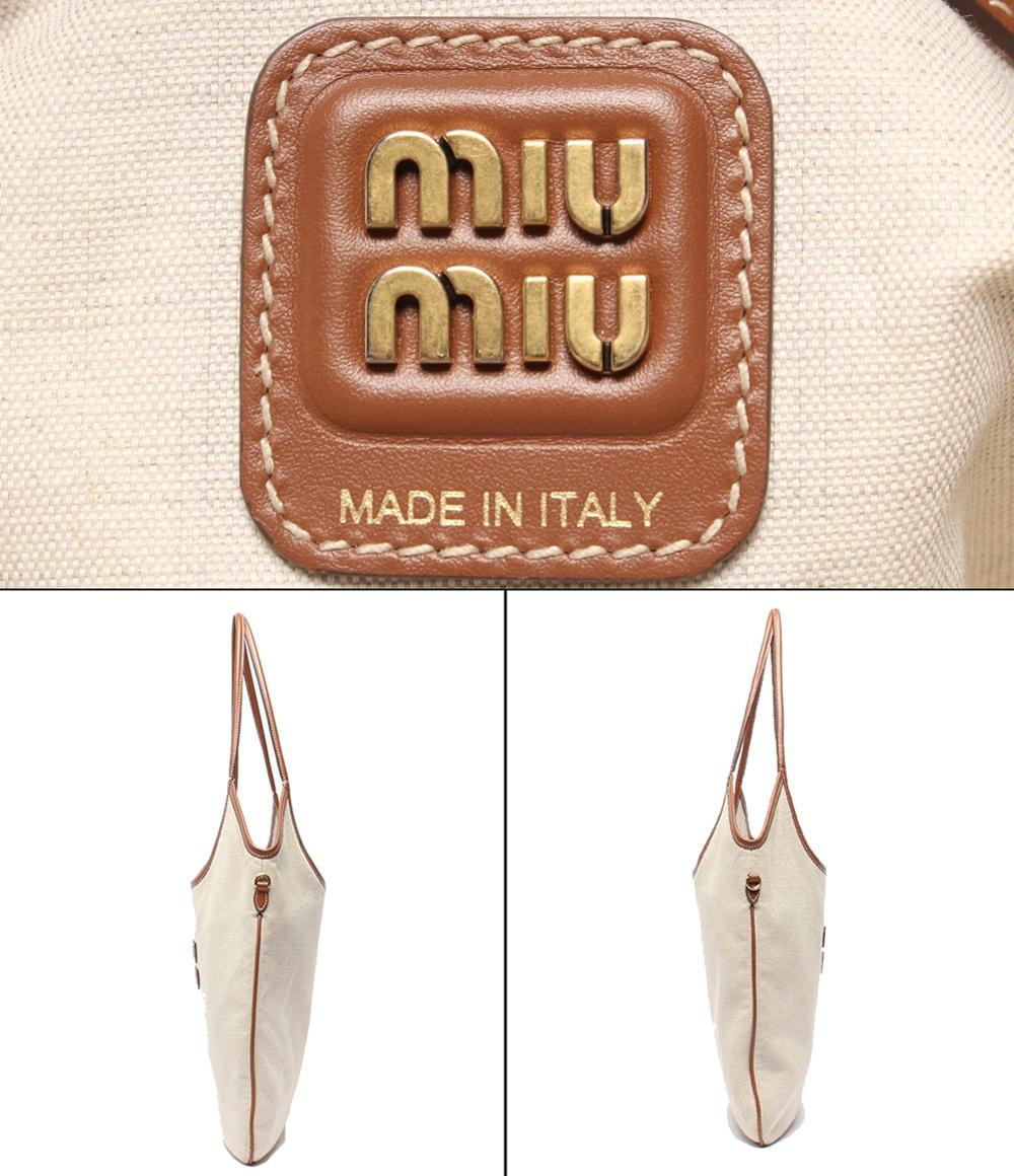 Miu Miu トートバッグ ショルダーバッグ IVY キャンバスxレザー バッグ 肩掛け 5BG231 レディース ミュウ ミュウ