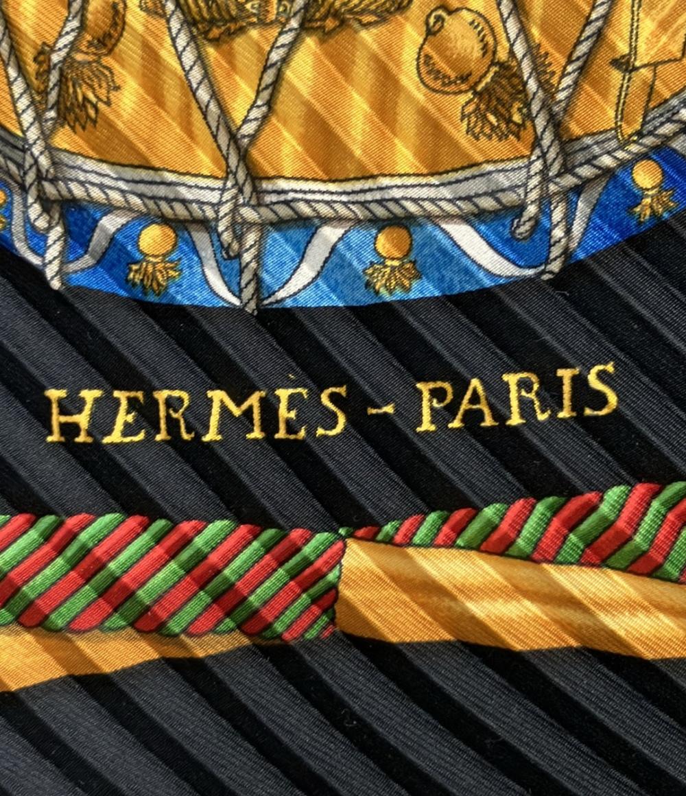 HERMES カレ90 プリーツ スカーフ シルク100% LES TAMBOURS レディース エルメス