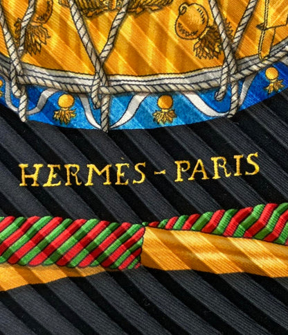 HERMES カレ90 プリーツ スカーフ シルク100% LES TAMBOURS レディース エルメス