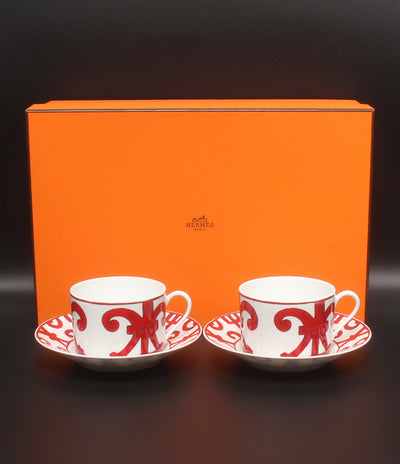 美品 HERMES モーニングカップ＆ソーサー 2客セット ペア ガダルキヴィール エルメス
