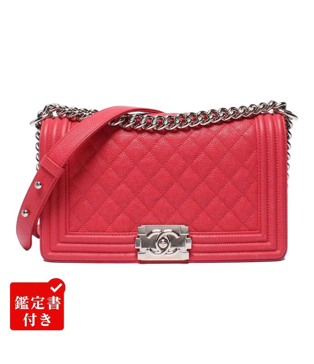 美品 CHANEL チェーンショルダーバッグ シルバー金具 キャビアスキン ボーイシャネル25 レディース シャネル