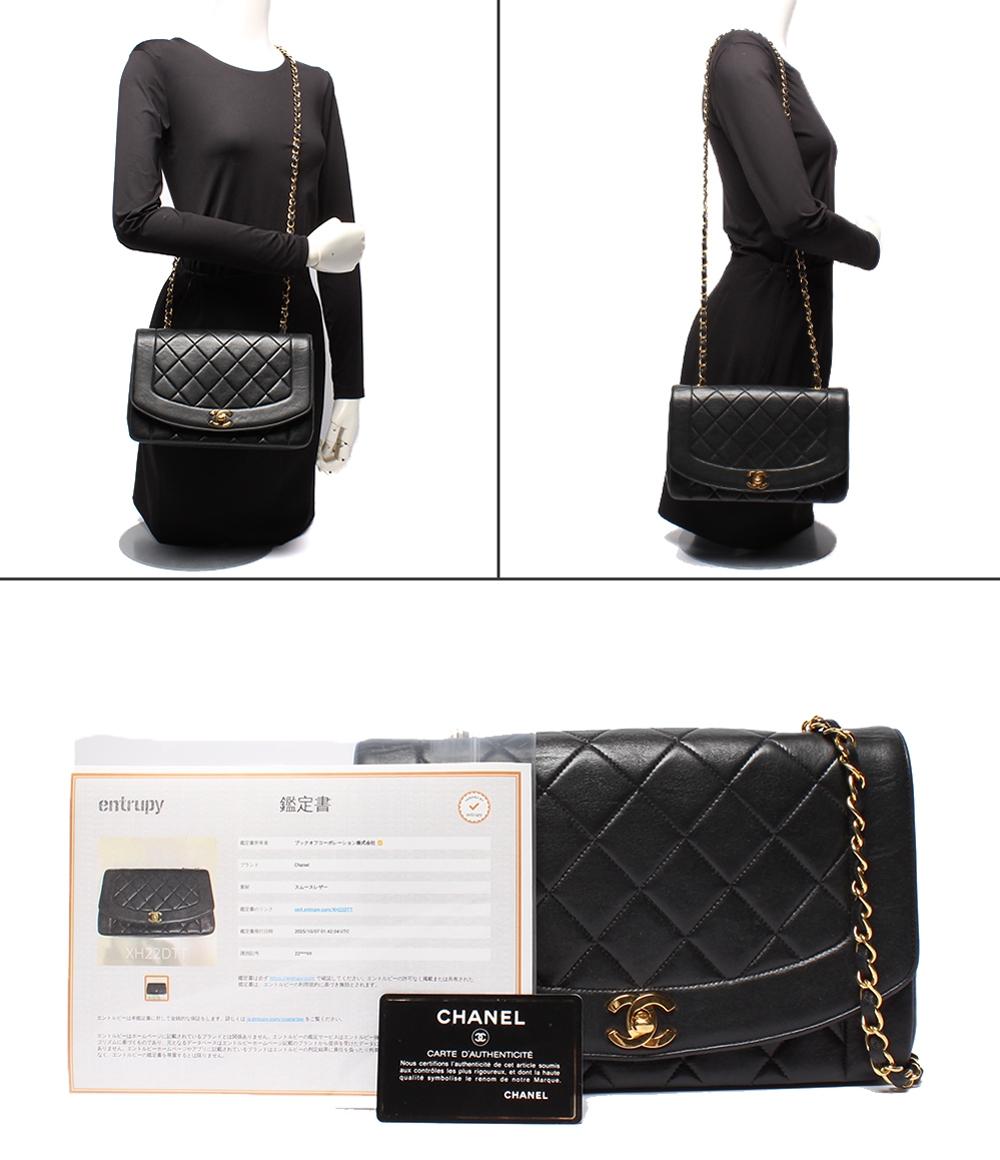 CHANEL チェーンショルダーバッグ ダイアナ 25 ラムスキン 2番台 ゴールド金具 シングルフラップ シングルチェーン マトラッセ レディース シャネル