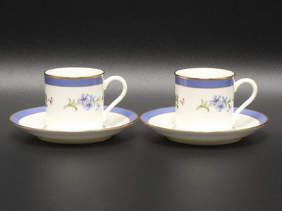 美品 ティファニー デミタスカップ＆ソーサー 2客セット ペア フローラル TIFFANY&Co.