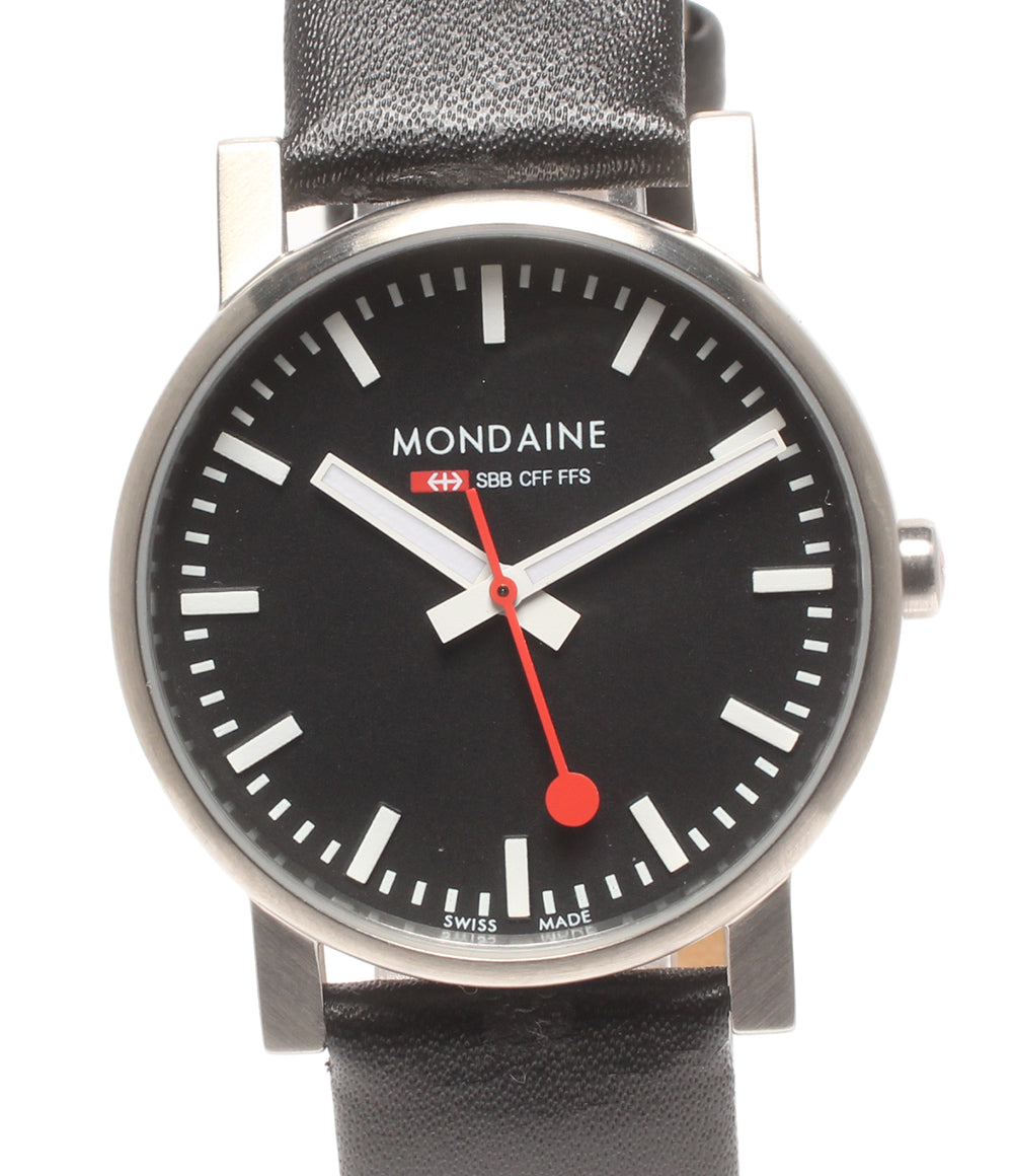 MONDAINE 腕時計 クオーツ ブラック レディース メンズ モンディーン