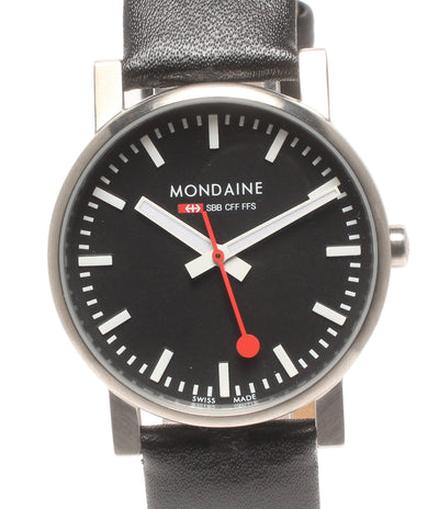 MONDAINE 腕時計 クオーツ ブラック レディース メンズ モンディーン