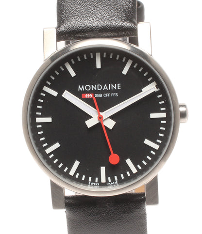 MONDAINE 腕時計 クオーツ ブラック レディース メンズ モンディーン