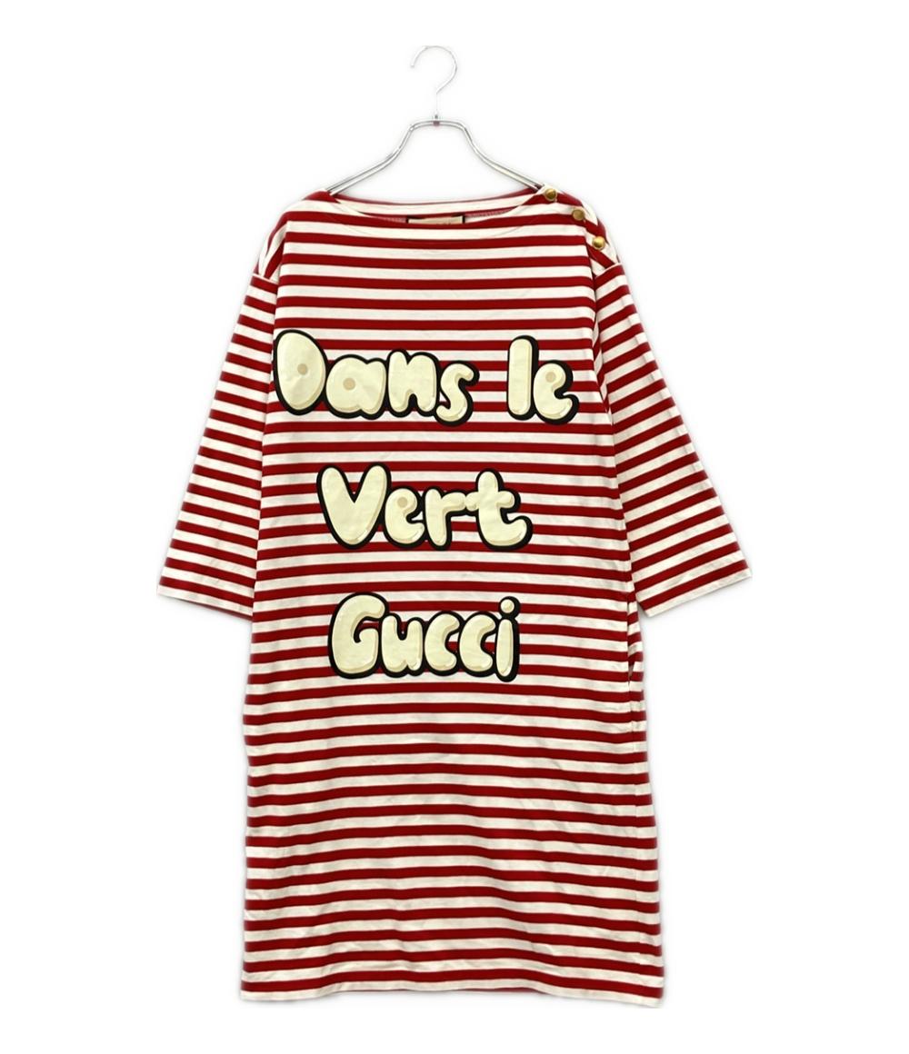 グッチ　ボーダーワンピース グッチ 七分袖 ボーダーワンピース レディース SIZE XS GUCCI