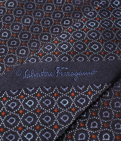 美品 Salvatore Ferragamo ネクタイ 総柄 ガンチーニ メンズ サルヴァトーレフェラガモ