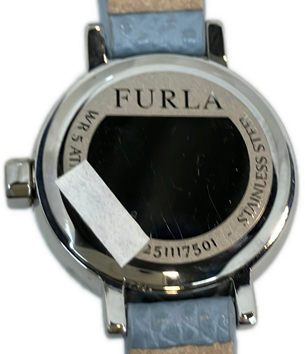 美品 Furla 腕時計 クオーツ ブルー系 4251117501 レディース フルラ