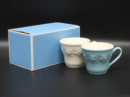美品 WEDGWOOD マグカップ 2点セット ペア フェスティビティ アイボリー ブルー ウェッジウッド