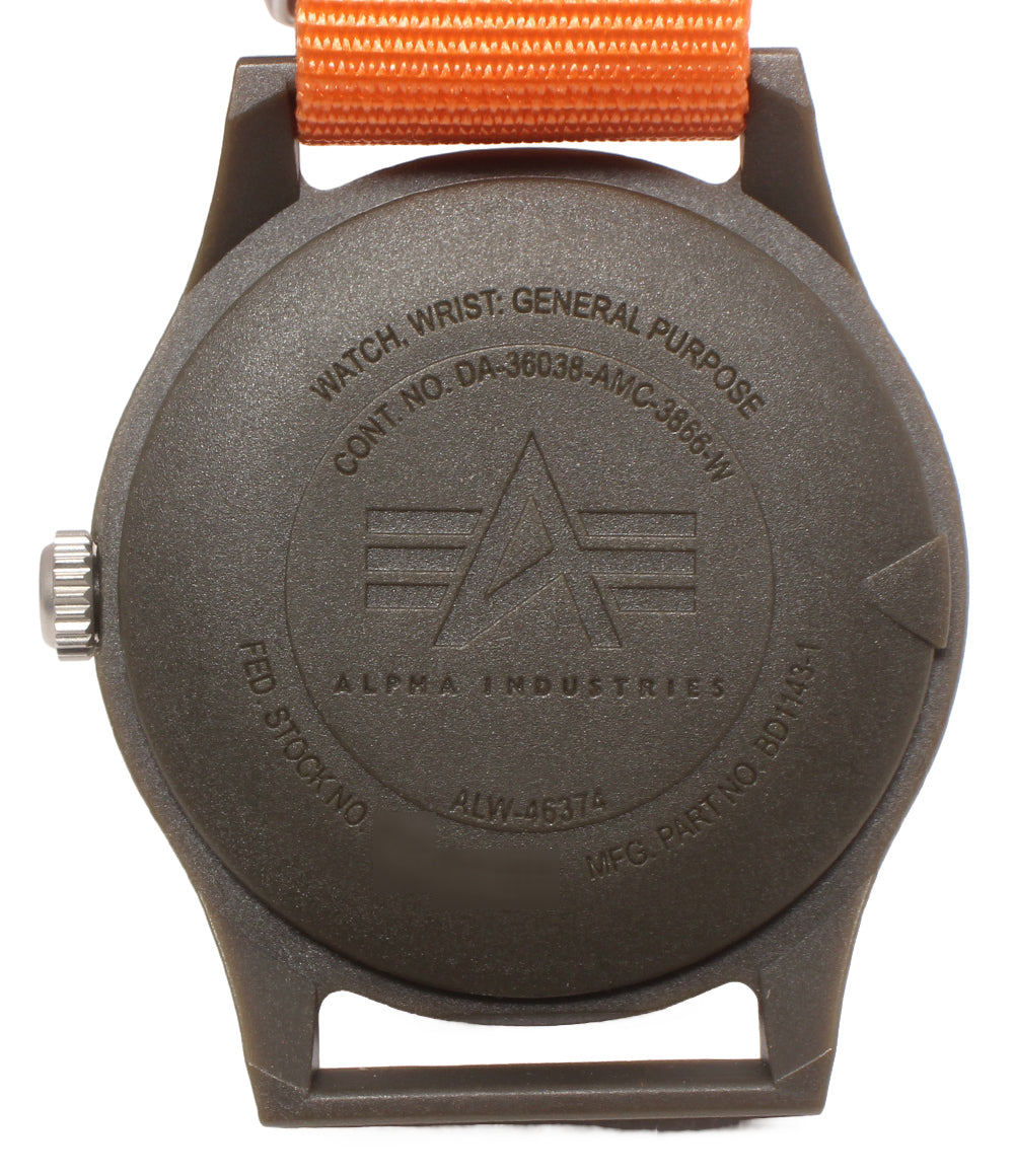 美品 Alpha Industries 腕時計 ベトナムウォッチ クオーツ ブラック ALW-46374 レディース メンズ アルファ・インダストリーズ