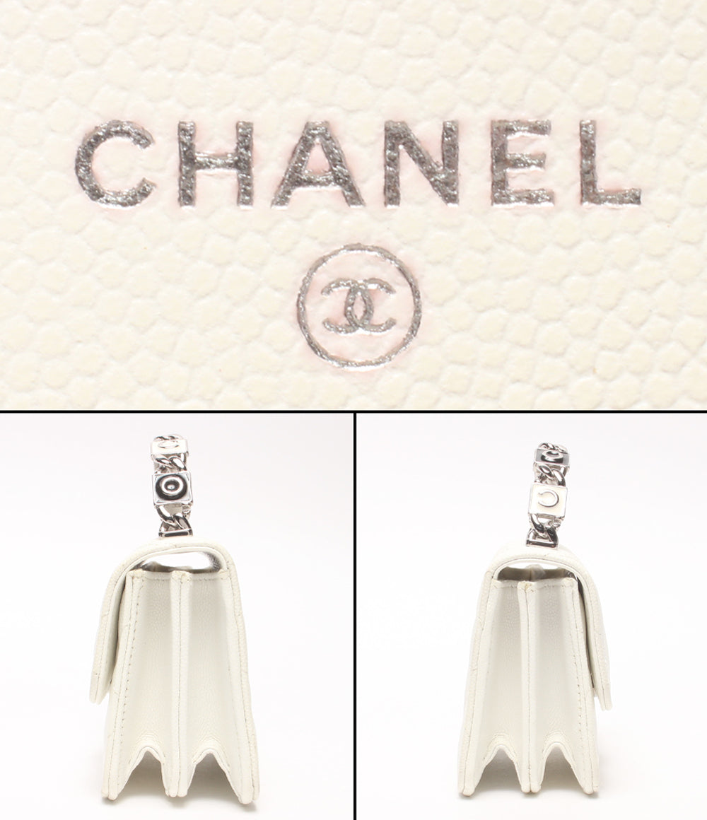 CHANEL ミニチェーンショルダーバッグ クラッチバッグ 肩掛け 斜め掛け シルバー金具 マトラッセ キャビアスキン 32番台 シングルフラップ レディース