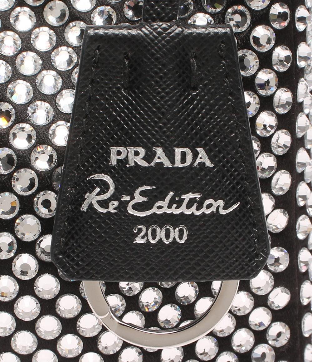 プラダ ハンドバッグ シルバー金具 トライアングルロゴ クリスタル サテン ミニ Re-Edition 2000 1NE515 レディース PRADA