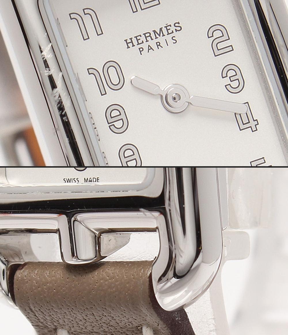 HERMES 腕時計 シルバー金具 B刻印 ナンタケット クオーツ ホワイト NA2.110 レディース エルメス