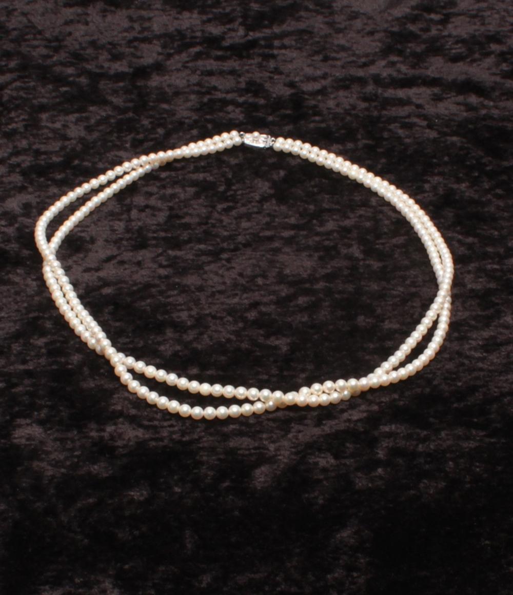 美品 MIKIMOTO 2連ネックレス SV パール 5.0-5.5mm レディース
