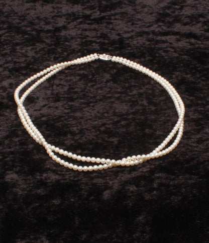 美品 MIKIMOTO 2連ネックレス SV パール 5.0-5.5mm レディース ミキモト