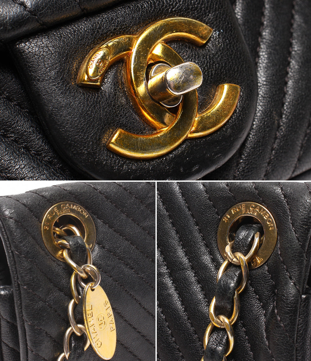 CHANEL チェーンショルダーバッグ 肩掛け 斜め掛け ゴールド金具 V