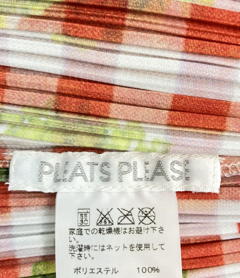美品 PLEATS PLEASE 半袖シャツ キッシュ柄転写プリント レディース SIZE 3 (L) プリーツプリーズ