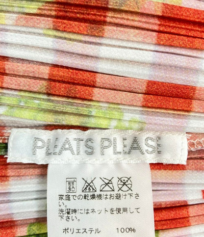 美品 PLEATS PLEASE 半袖シャツ キッシュ柄転写プリント レディース SIZE 3 (L) プリーツプリーズ