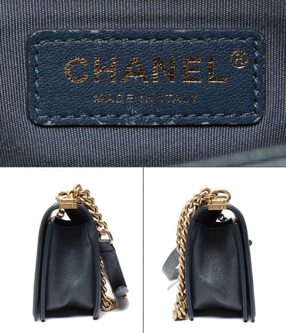 CHANEL チェーンショルダーバッグ ボーイシャネル25 ゴールド金具 Vステッチ キャビアスキン レディース シャネル
