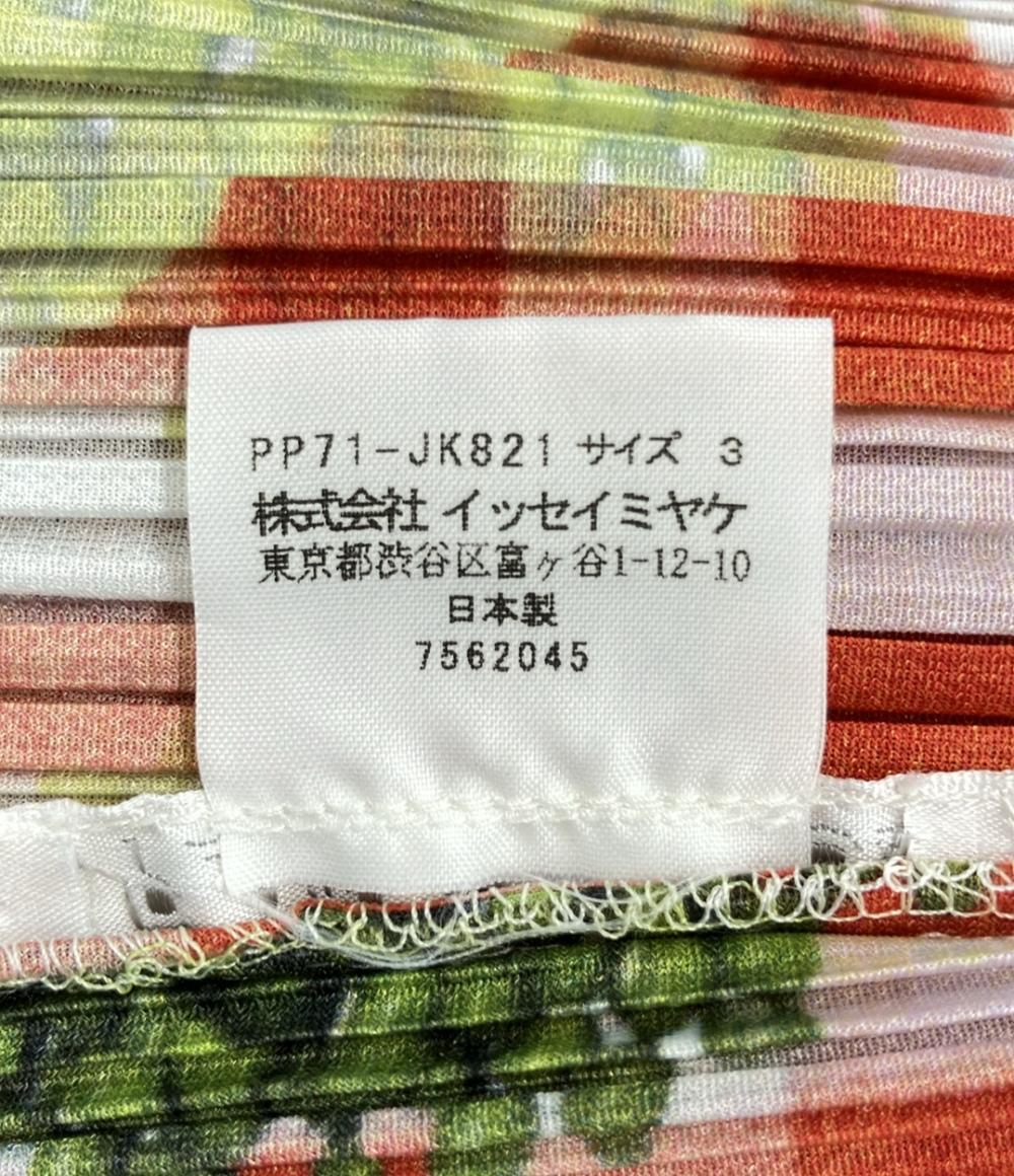美品 PLEATS PLEASE 半袖シャツ キッシュ柄転写プリント レディース SIZE 3 (L) プリーツプリーズ