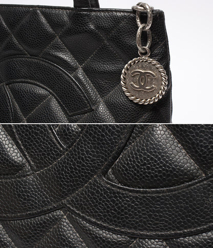 CHANEL ハンドバッグ トートバッグ シルバー金具 マトラッセ キャビアスキン 復刻 9番台 レディース シャネル