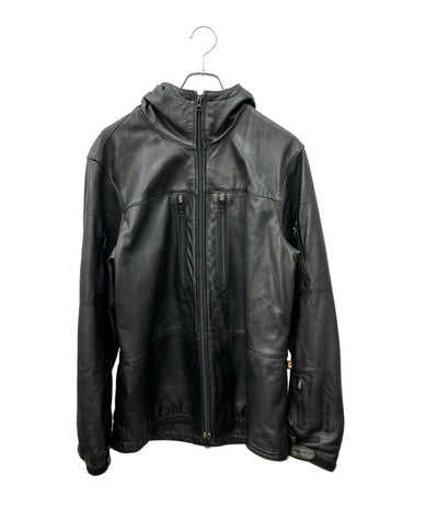 ALPHA レザージャケット フード付き PCU マウンテンパーカー メンズ SIZE S アルファ