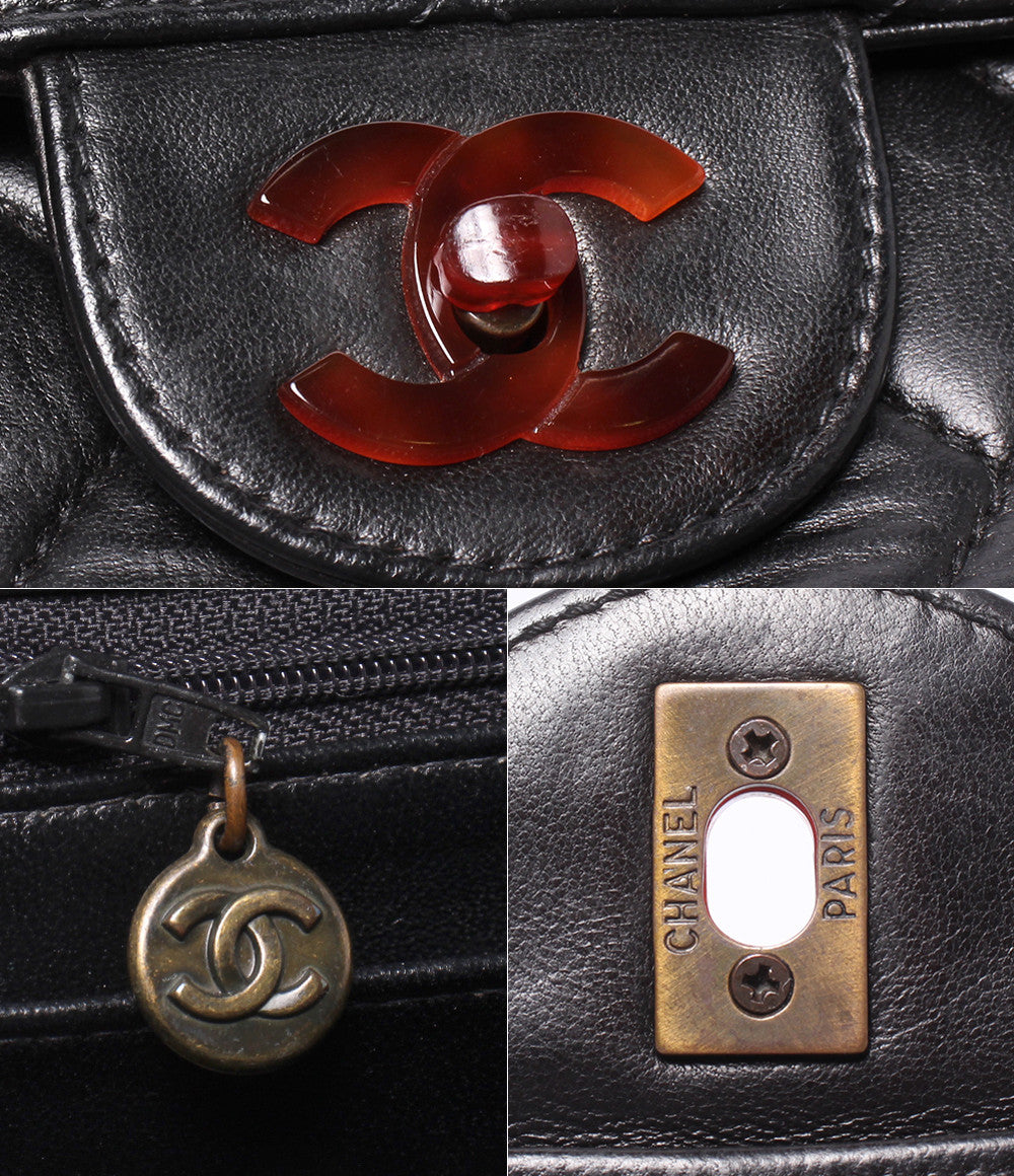 CHANEL チェーンショルダーバッグ 肩掛け 斜め掛け ゴールド金具 4番台 デカマトラッセ シングルチェーン シングルフラップ レディース シャネル