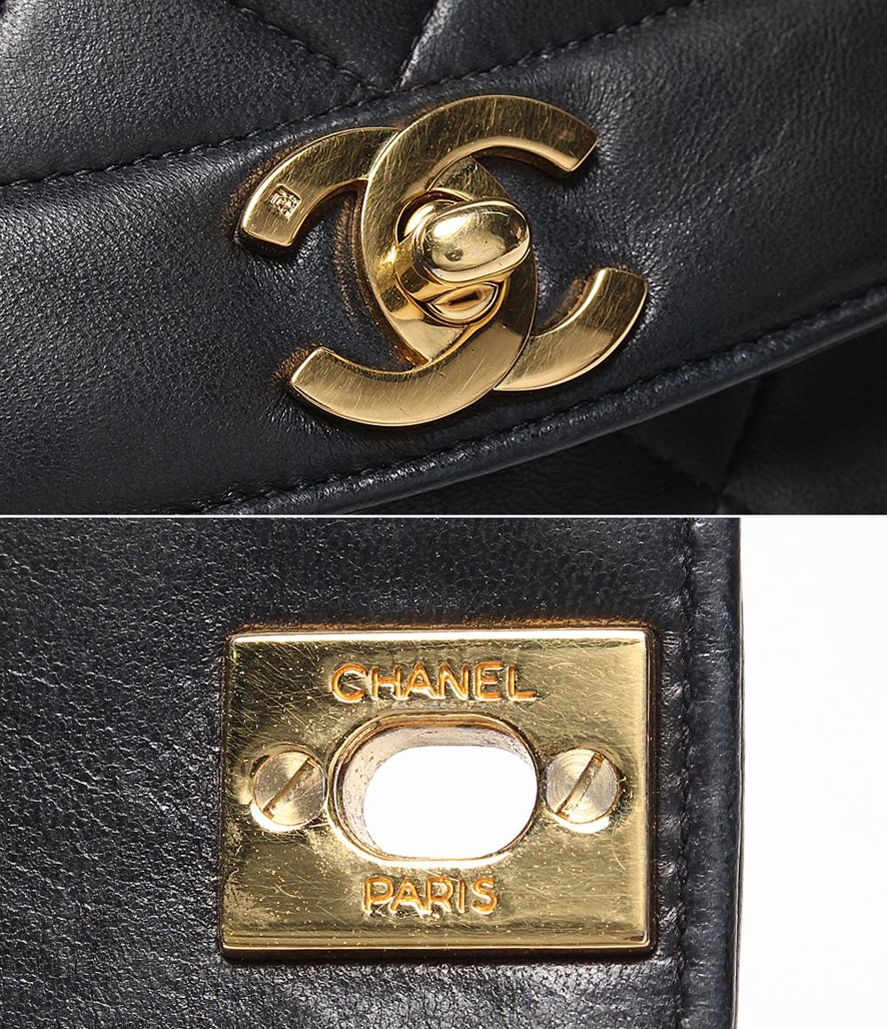 CHANEL チェーンショルダーバッグ ゴールド金具 マトラッセ 2番台 ラムスキン ダイアナフラップ 25 レディース シャネル