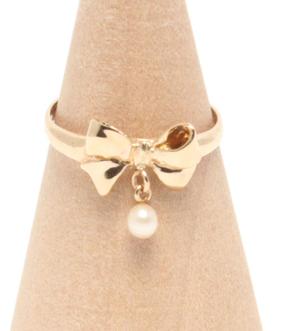 リング 指輪 K10 ベビーパール リボンモチーフ レディース SIZE 9号