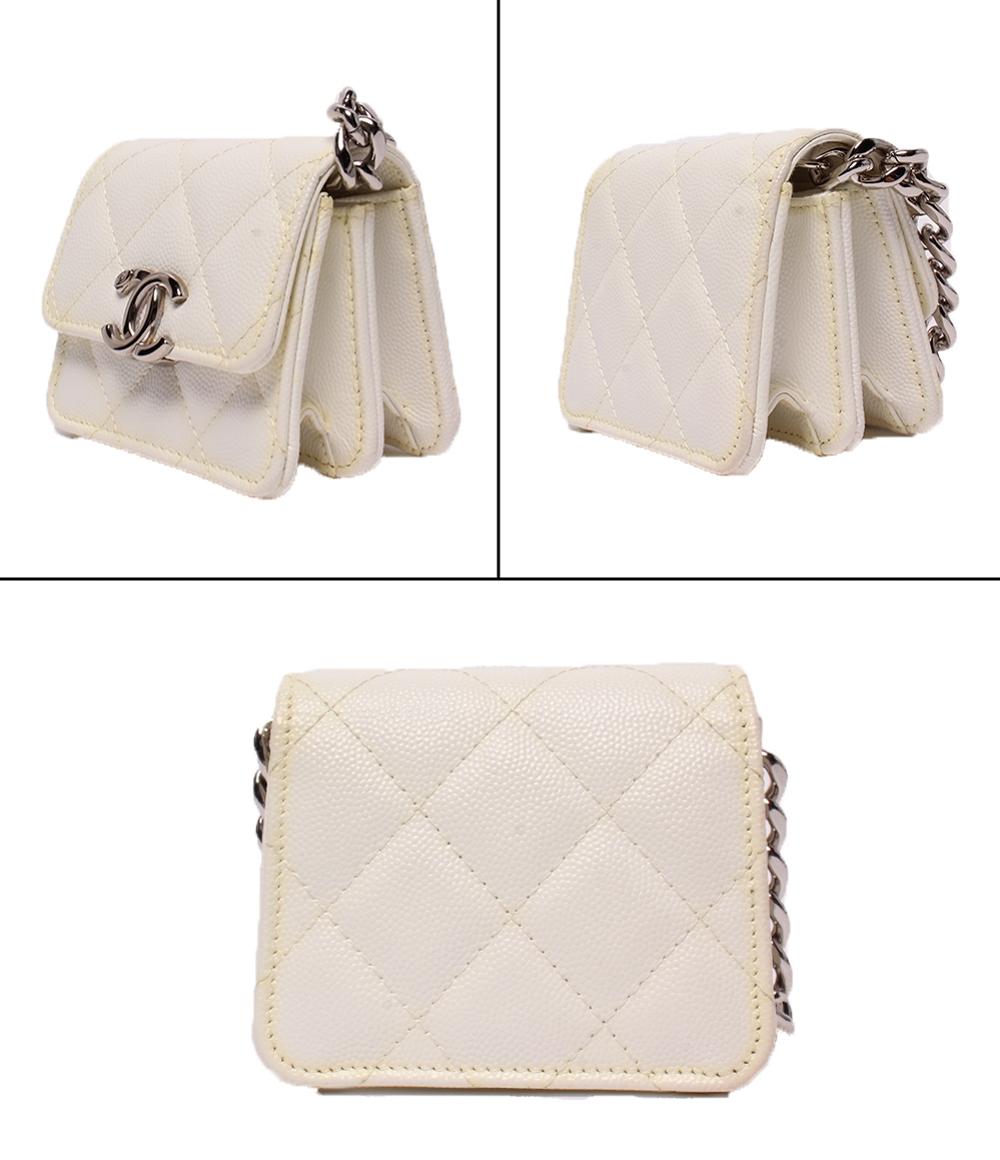 CHANEL チェーンショルダーバッグ キャビアスキン シルバー金具 マイクロ マトラッセ レディース シャネル