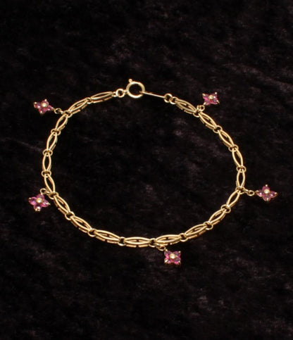 美品 ブレスレット K18 ルビー フラワーモチーフ レディース