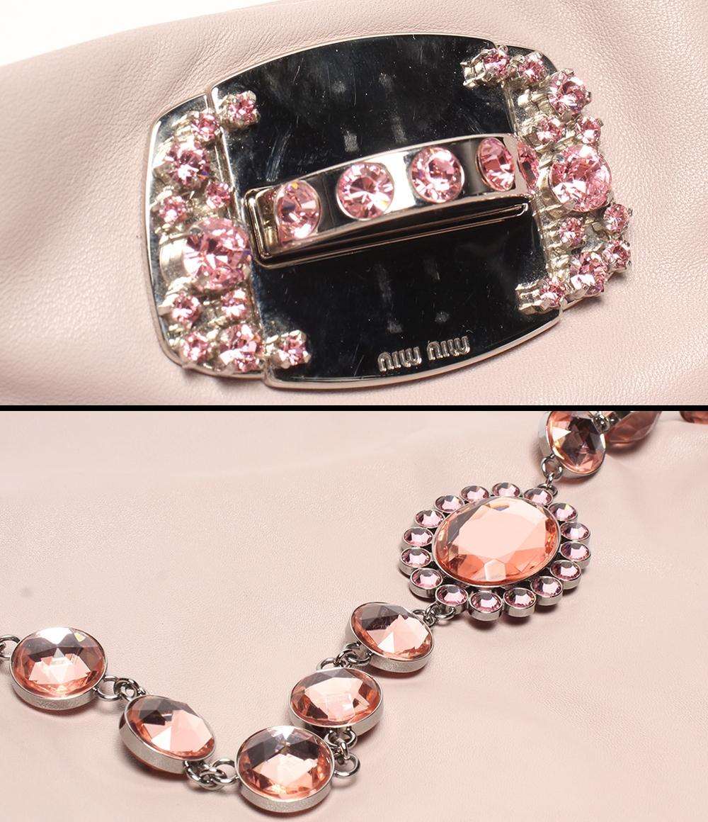 MIUMIU 2way ショルダーバッグ 肩掛け クラッチバッグ クリスタルビジュー レディース ミュウミュウ