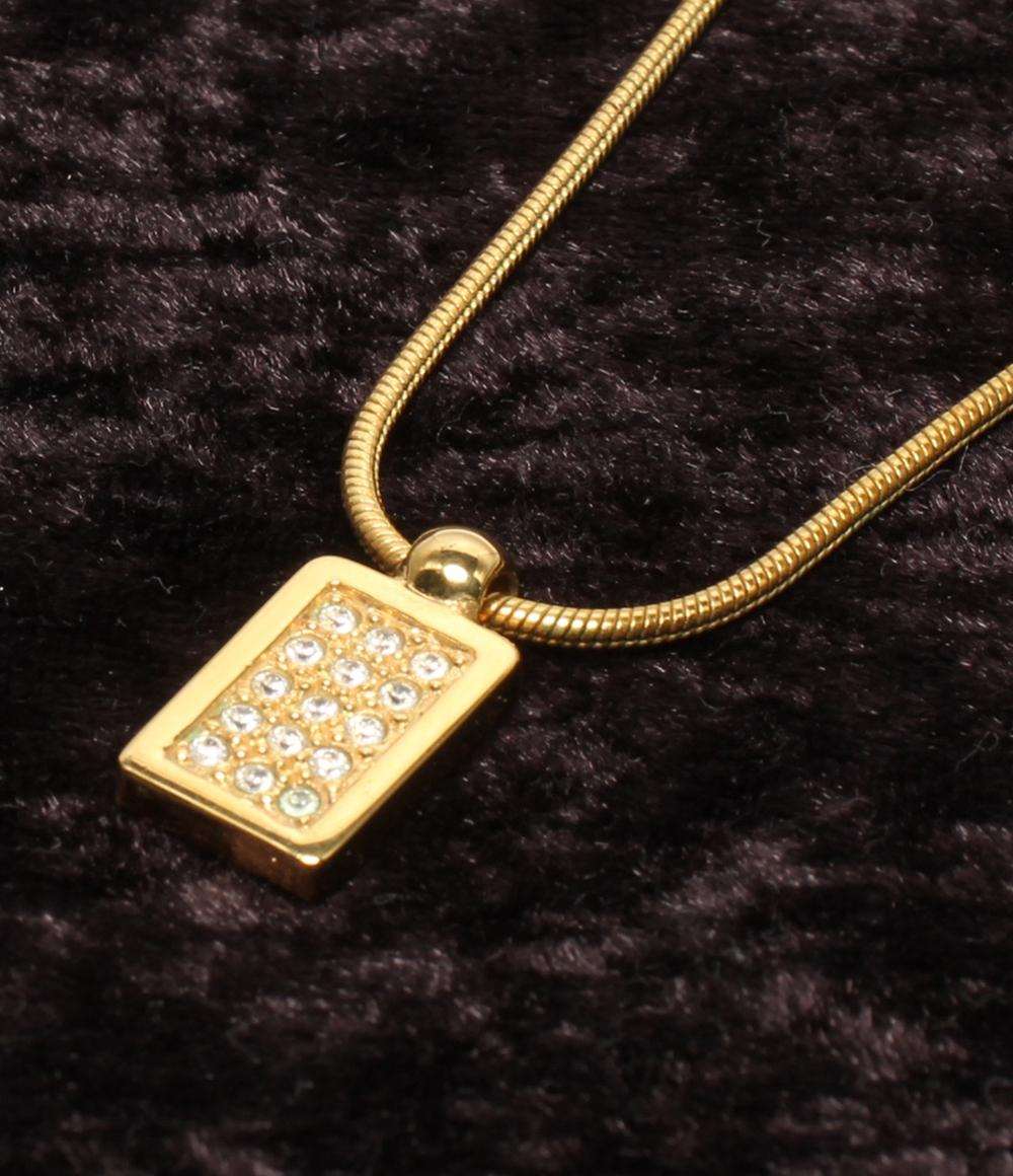 Christian Dior ネックレス トロッタープレート ロゴ ラインストーン レディース クリスチャンディオール