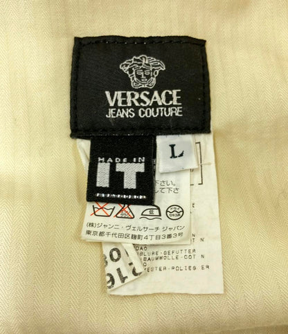 ヴェルサーチ ストライプ柄ピーコート アウター ジャケット メンズ SIZE L VERSACE