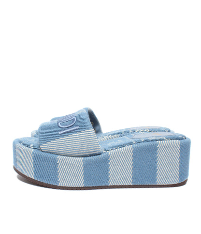美品 FENDI サンダル 厚底 デニムエフェクト ジャカード サンシャイン プラットフォーム 8R8515 レディース SIZE 35 (22.5cm) フェンディ