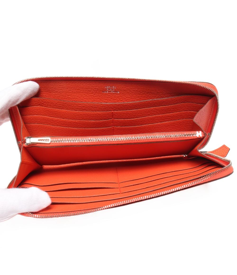 美品 HERMES ラウンドファスナー長財布 X刻印 シルバー金具 アザップロング クラシック レディース エルメス