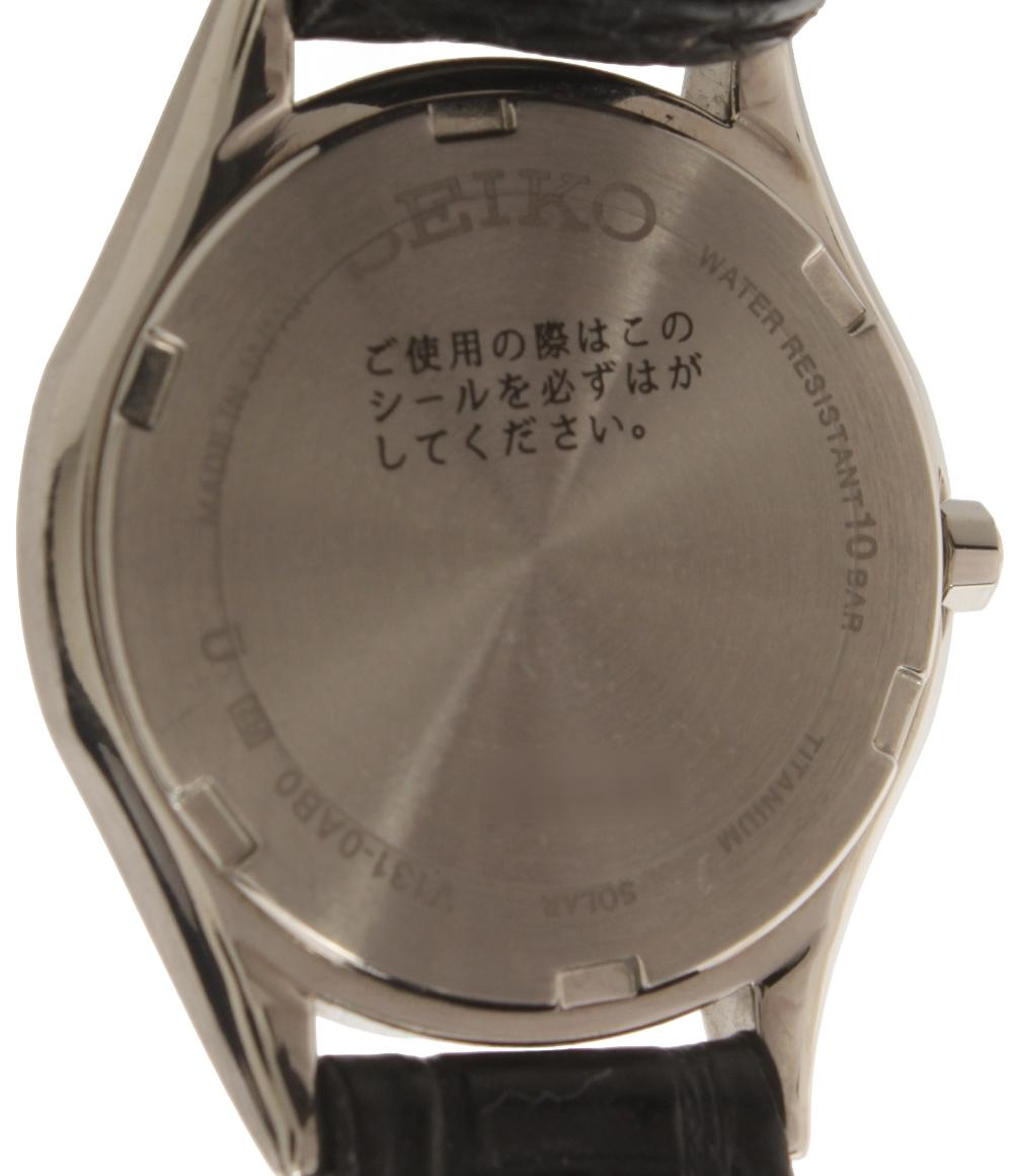 美品 SEIKO 腕時計 エクセリーヌ ソーラー ホワイト V131-0AB0 レディース セイコー