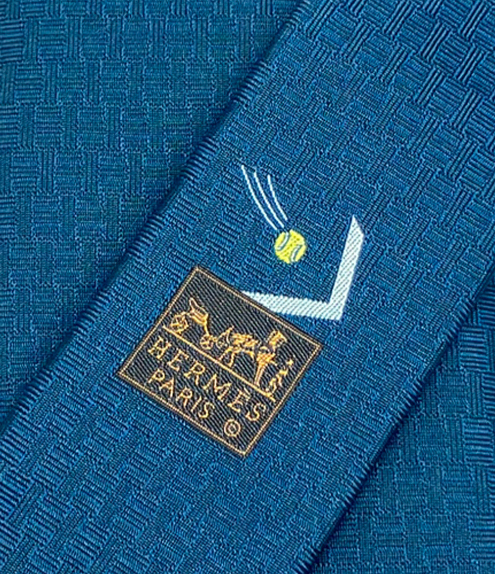 HERMES ネクタイ シルク100% テニス メンズ エルメス