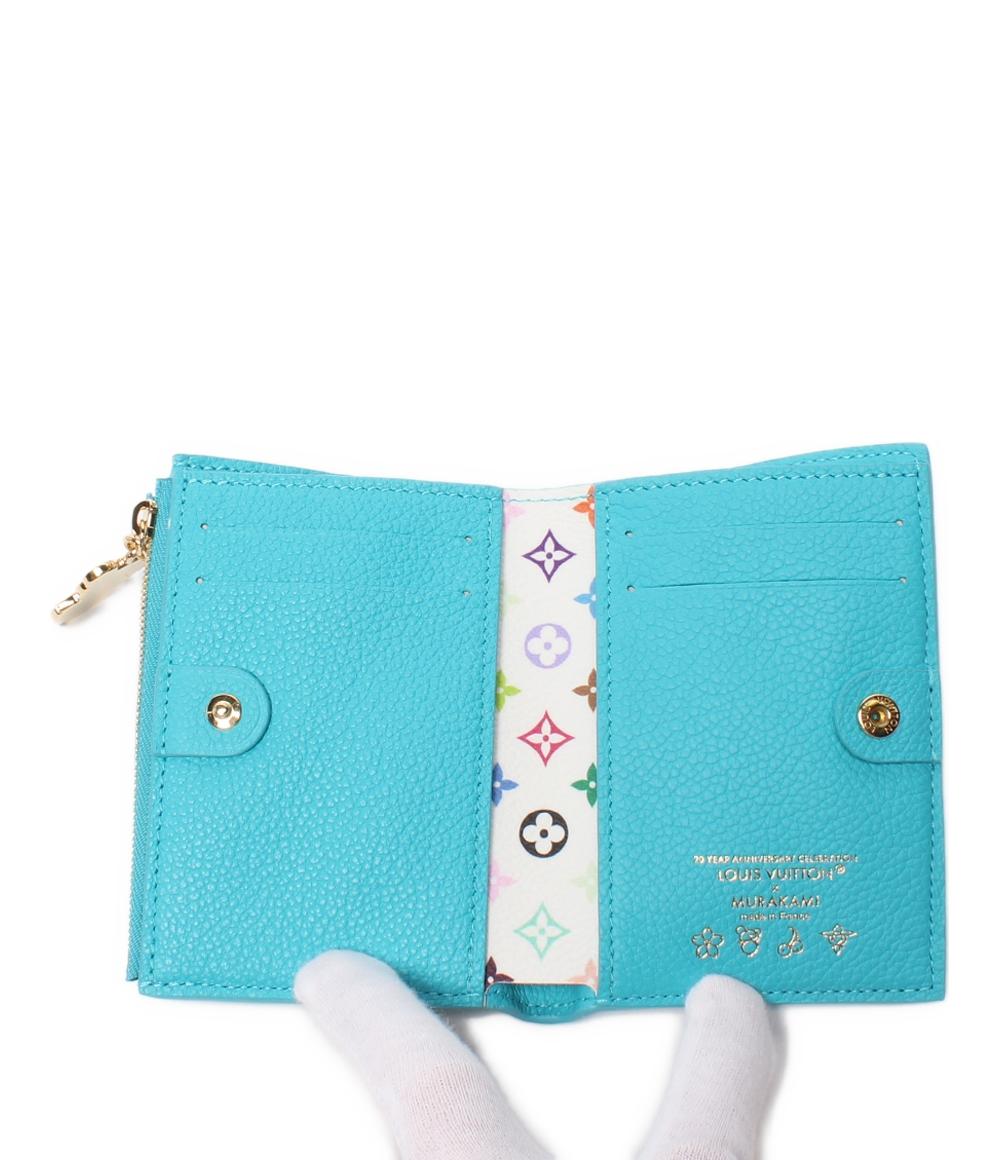 美品 ルイヴィトン 二つ折り財布 LV×TM LV 村上隆コラボ ポルトフォイユ リサ モノグラムアンプラント M14089 レディース Louis Vuitton