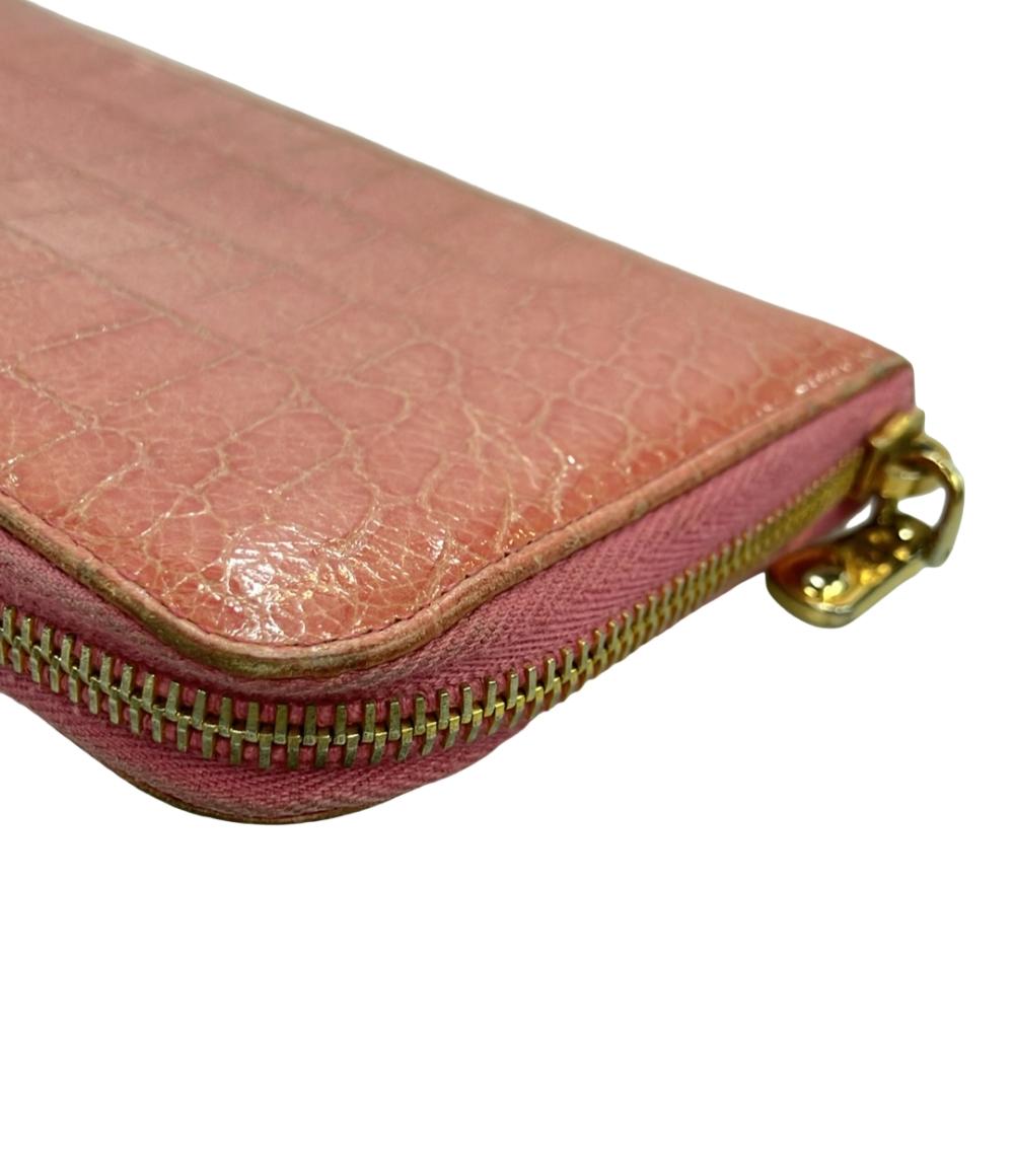 Miu Miu ラウンドファスナー長財布 クロコ型押し レディース ミュウ ミュウ