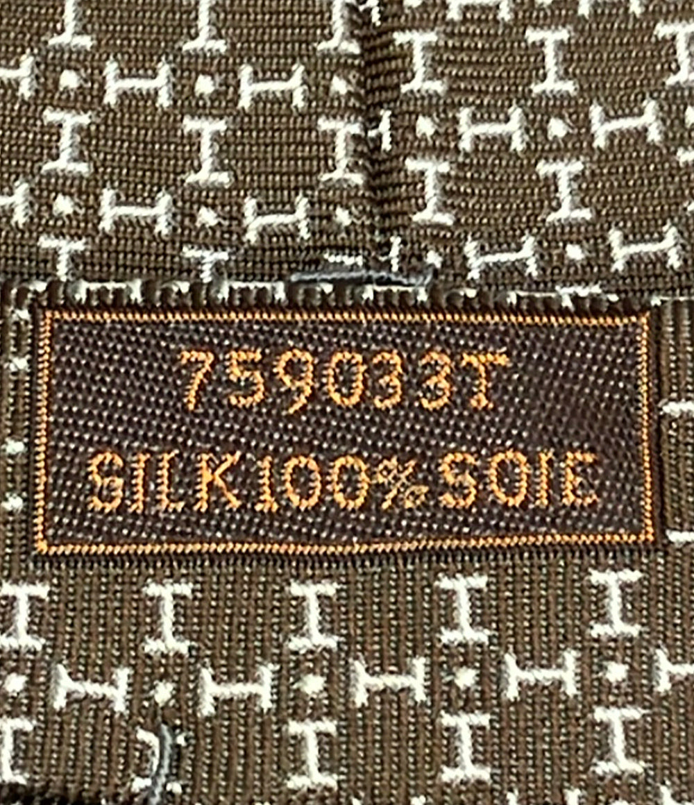 美品 HERMES ネクタイ シルク100% 総柄 メンズ エルメス