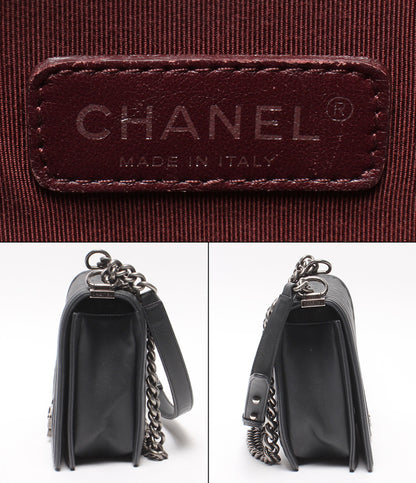 CHANEL チェーンショルダーバッグ 肩掛け シルバー金具 ラムスキン ボーイシャネル Vステッチ 20番台 レディース シャネル