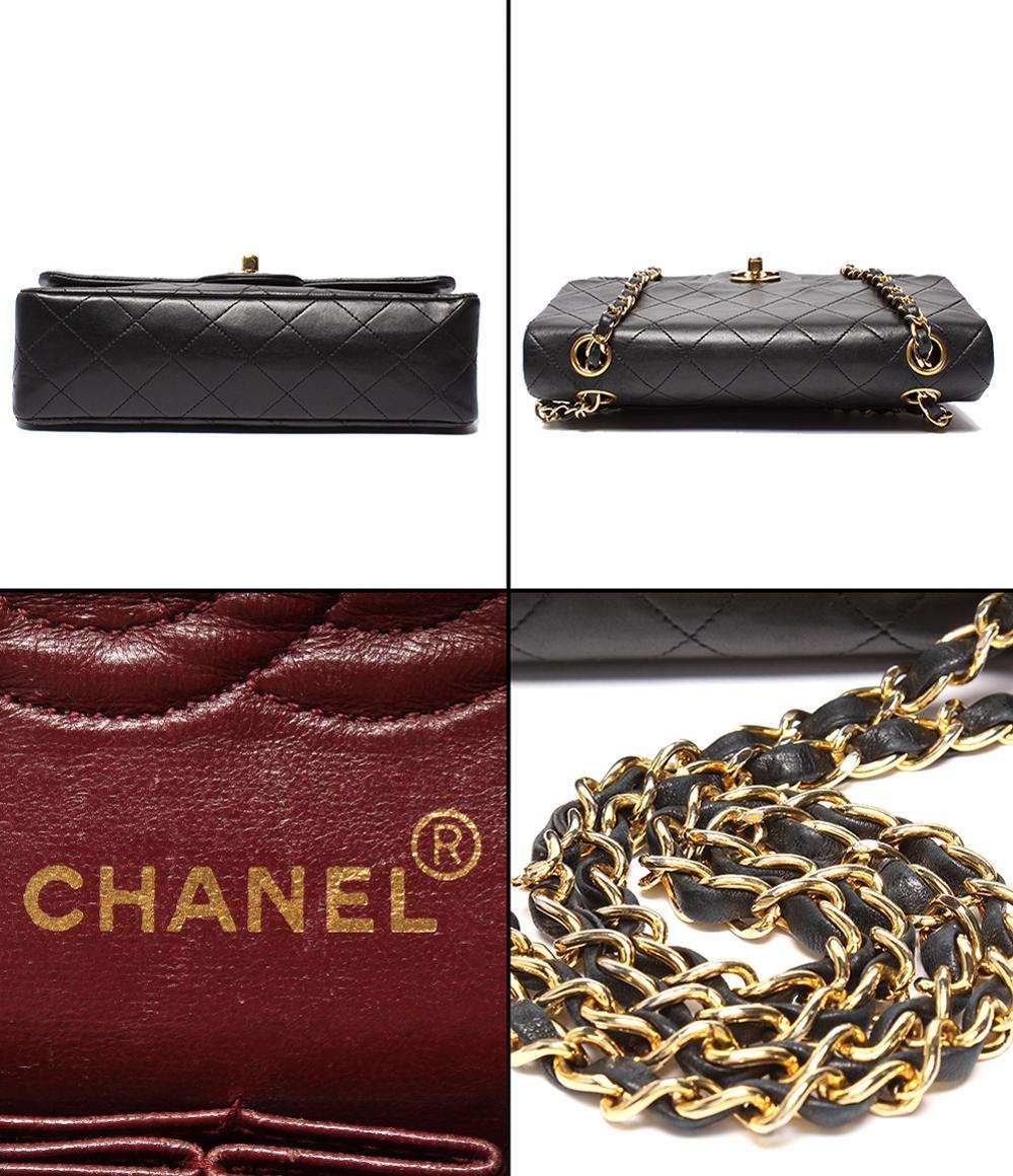 CHANEL チェーンショルダーバッグ ダブルフラップ Wチェーン ゴールド金具 カーフスキン マトラッセ 23 レディース シャネル