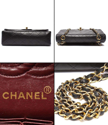 CHANEL チェーンショルダーバッグ ダブルフラップ Wチェーン ゴールド金具 カーフスキン マトラッセ 23 レディース シャネル