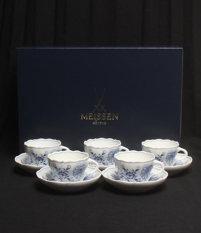 美品 マイセン カップ＆ソーサー 5客セット ブルーオニオン Meissen