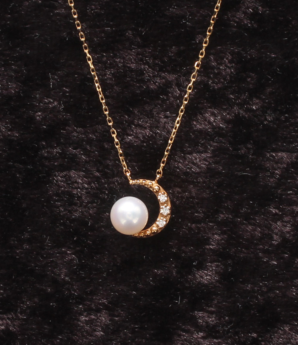 美品 VENDOME AOYAMA ネックレス K10 淡水パール ダイヤ 0.02ct レディース ヴァンドームアオヤマ